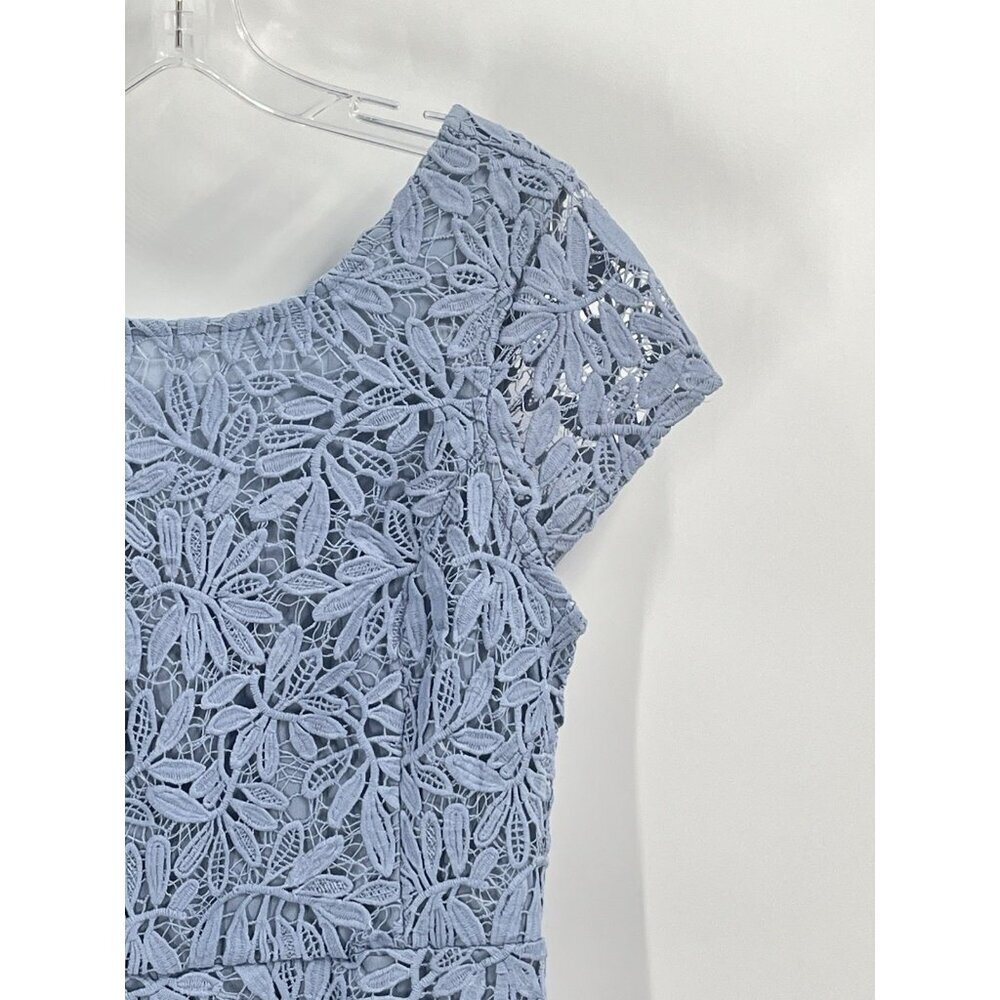 Lulu's Dusty Blue Lace Sheath Dress - Picture 2 of 6